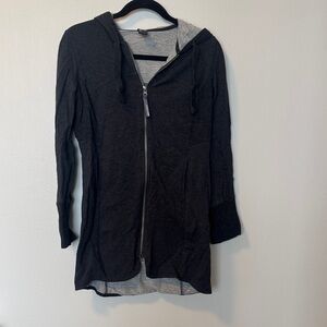Mondetta Dark Gray Long Zip-Up Hooded Sweatshirt